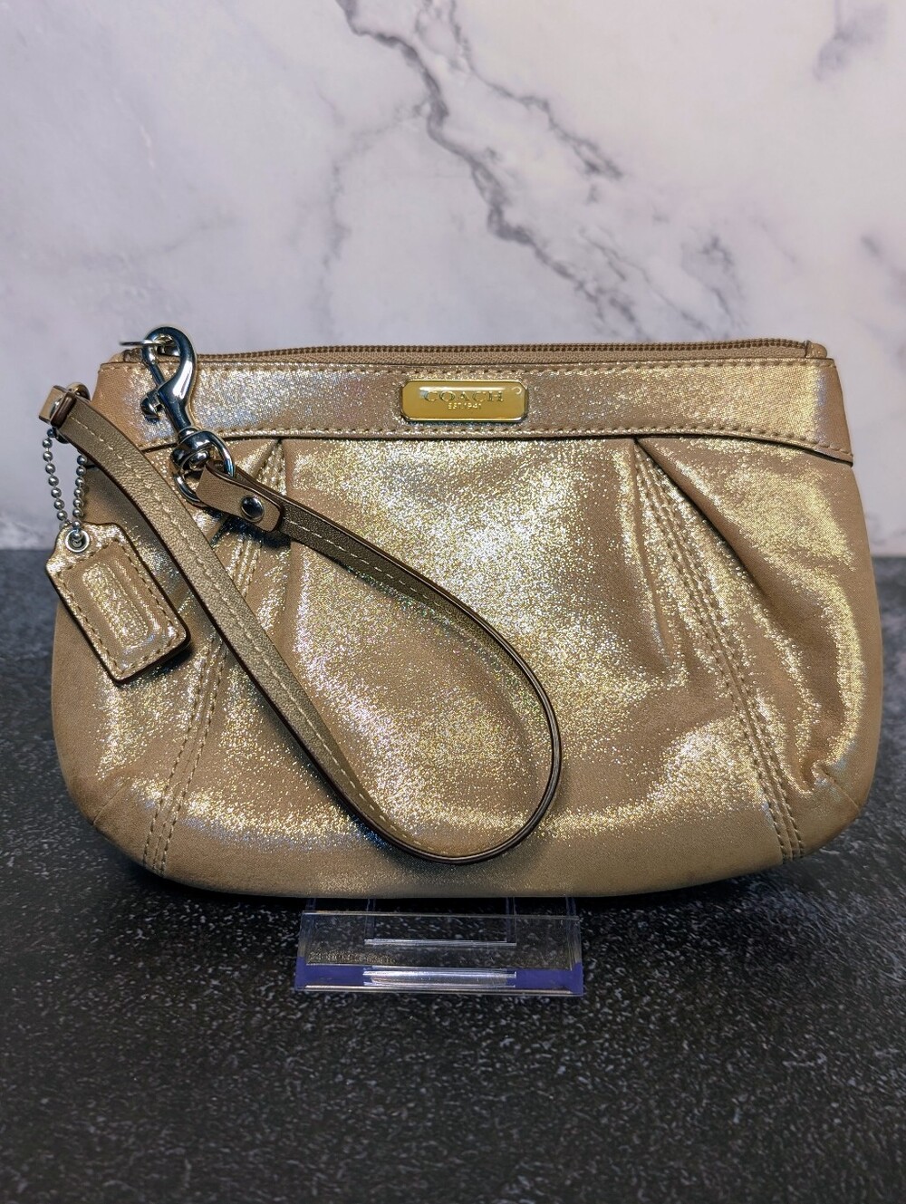 VTG Coach Metallic Gold Leather Wristlet